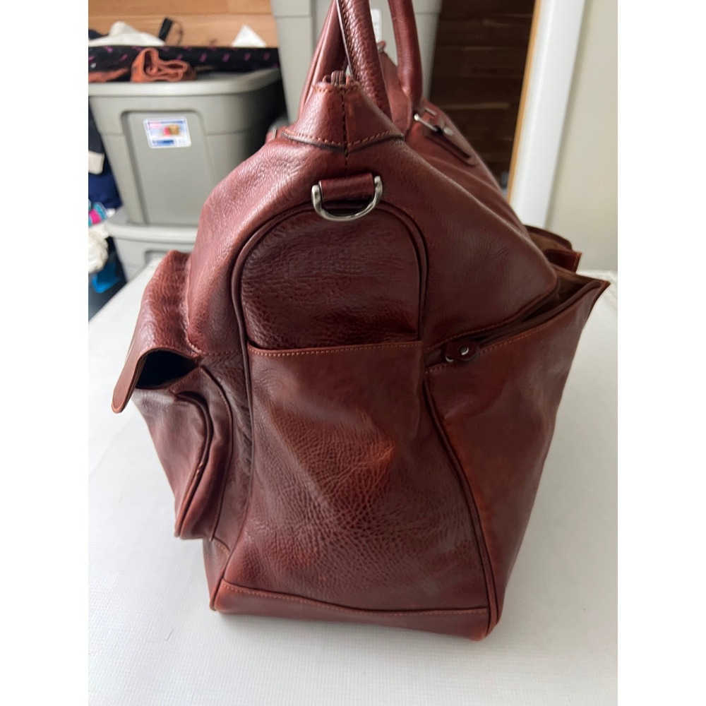 Wilsons Leather Pelle Studio Duffle Bag Large Brown Leather Travel - Picture 3 of 15